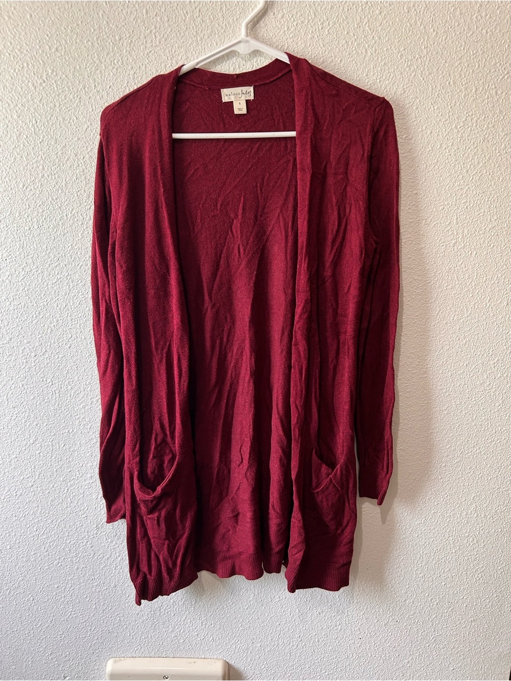 Burgundy Open-Front Women’s Cardigan Sweater